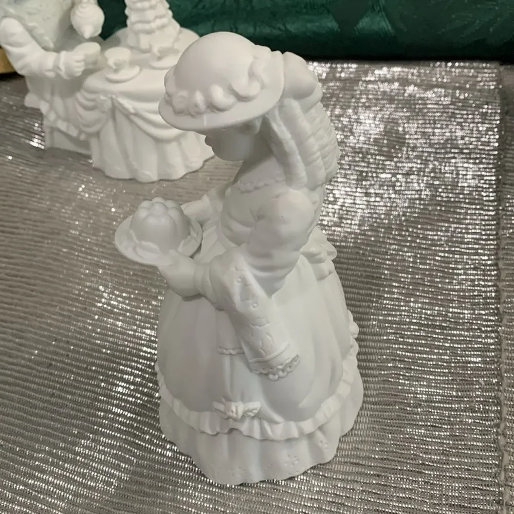 Department 56 Winter Silhouette White Porcelain‎ Figures Christmas Tea Set Of 3